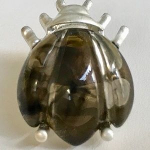 Silver Beetle Tie Tac Lapel Pin Brooch Ladybug Bug